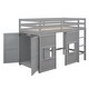 preview thumbnail 7 of 22, Twin Size Kids Loft Bed, Wood House Loft Bed with Storage Wardrobe & 2 Windows, Playhouse Loft Bed Frame with Underbed Space