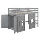 preview thumbnail 8 of 32, Wood Twin Size Loft Bed with Built-in Wardrobe, 2 Windows, Storage, Sturdy Pine Construction, No Box Spring Needed, Grey