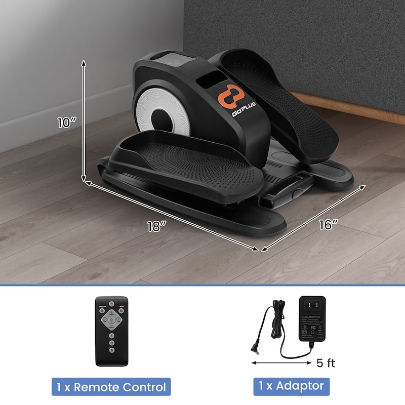 Compact Under Desk Elliptical Machine with Foot Pedals and 5-Speed Adjustable Forward-Backward