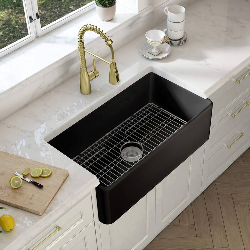 Pure 36" Fireclay Kitchen Farmhouse Apron Front Single Bowl Sink