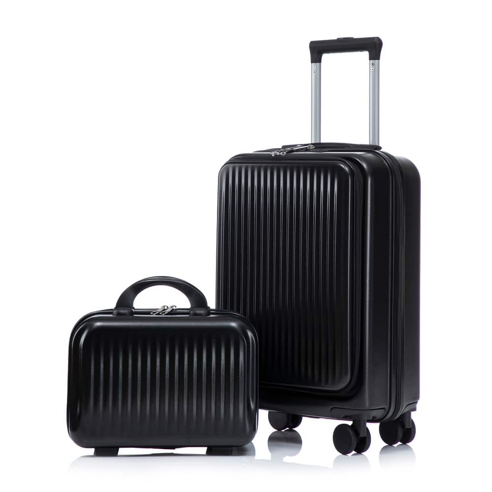 14"/20" 2 pcs/set in ABS Spinner Wheel Luggage, with Combination Lock and Front Opening Design, 14" Cosmetic Case