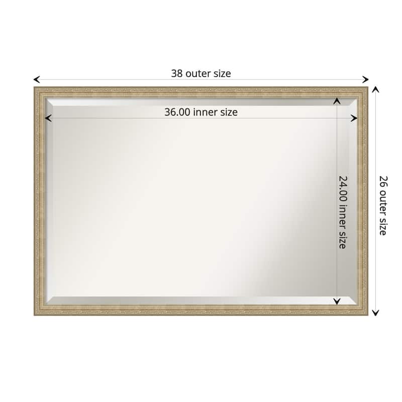 Beveled Bathroom Wall Mirror - Paris Champagne Frame - Paris Champagne - Outer Size: 38 x 26 in