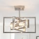 preview thumbnail 32 of 61, Zjvaive 3-Light Rectangular Semi Flush Mount Ceiling Light Farmhouse Metal Cage Light Fixture Sand Nickel