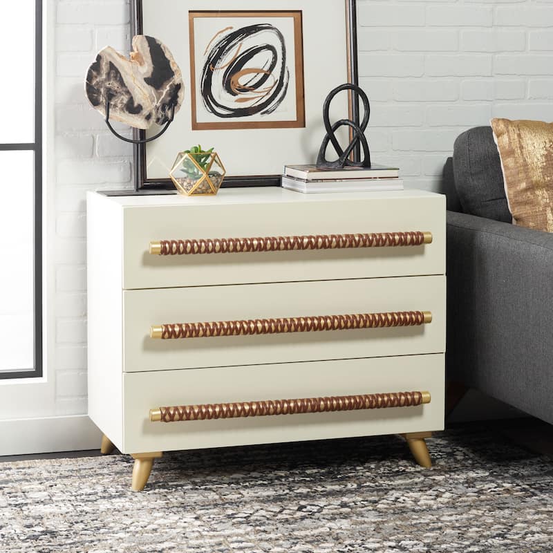 SAFAVIEH Audra 3-Drawer Storage Bedroom Chest. - White