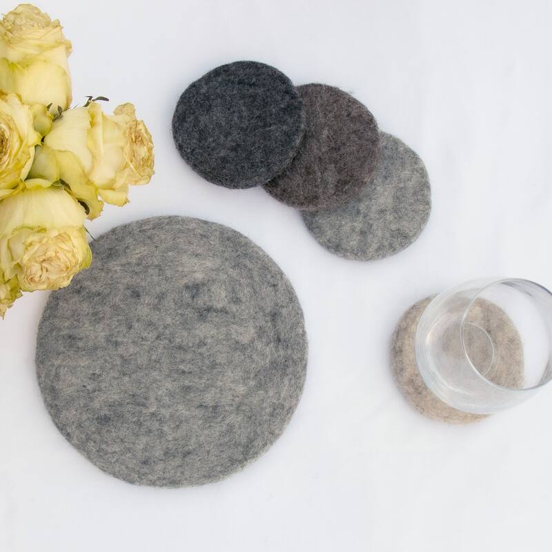 Handmade Felt Paisley Charger, Trivet & Coaster Gift Set