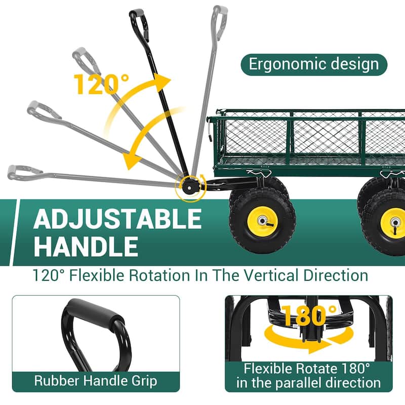 Heavy Duty Steel Utility Garden Wagon Cart with Removable Sides