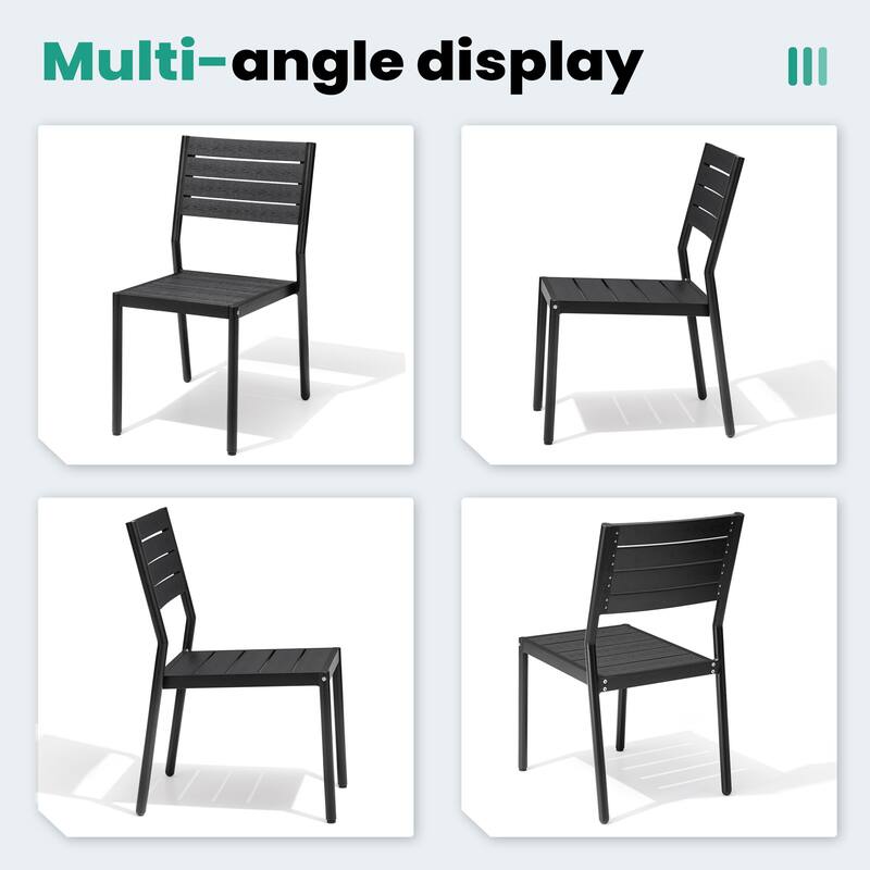 VredHom 11PC Aluminum X Frame Outdoor Patio Dining Set Table with Chairs Umbrella Hole