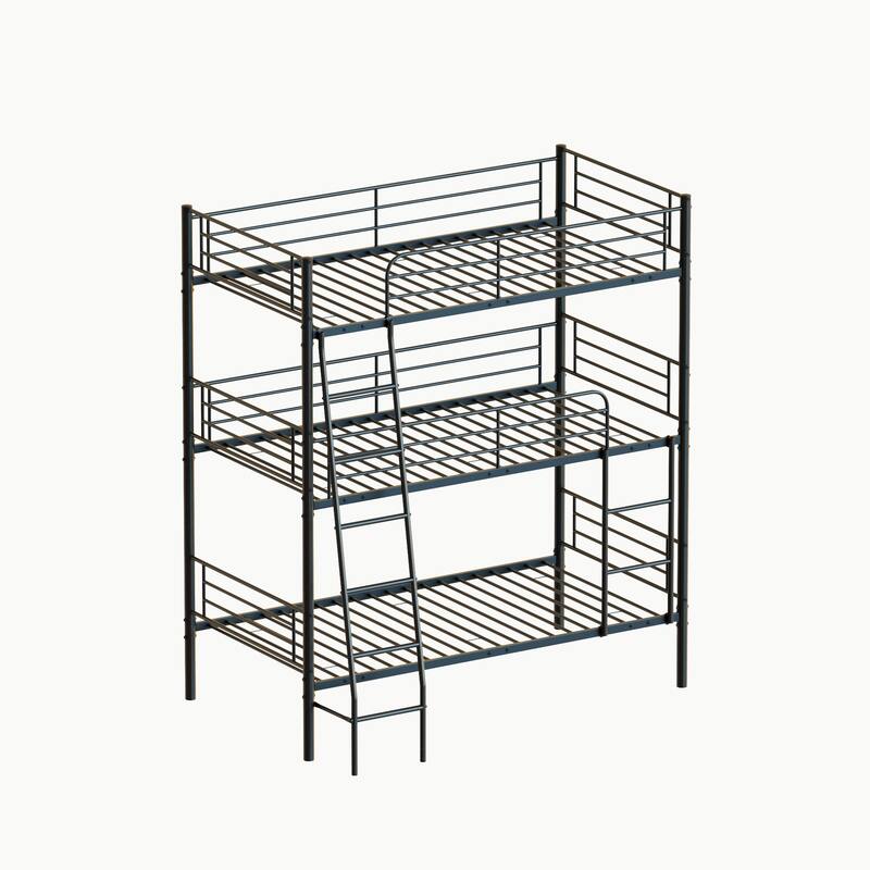 Space-Saving Triple Bunk Bed with Disassembly Option, Heavy Metal Frame, Industrial Style, Easy Assembly