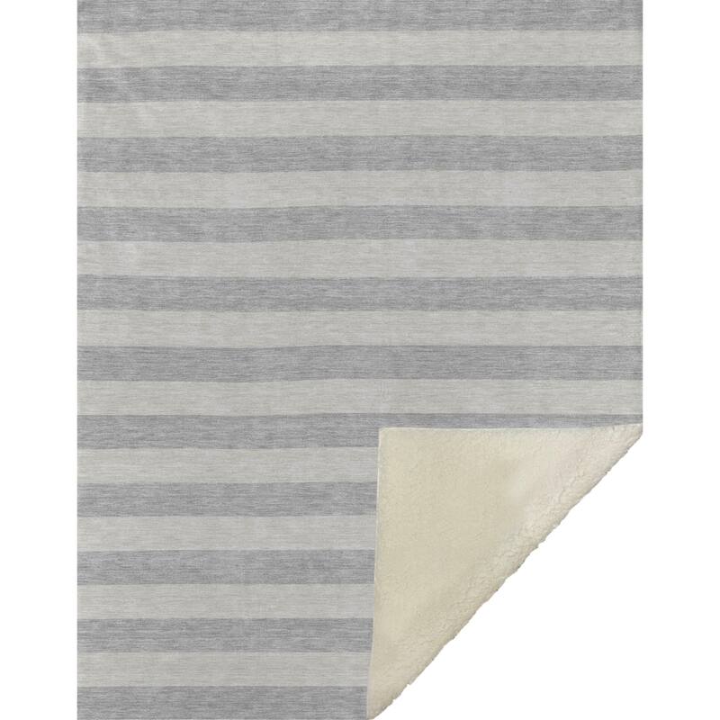 Premium Machine Washable Casual Stripes Sherpa Throw Blanket