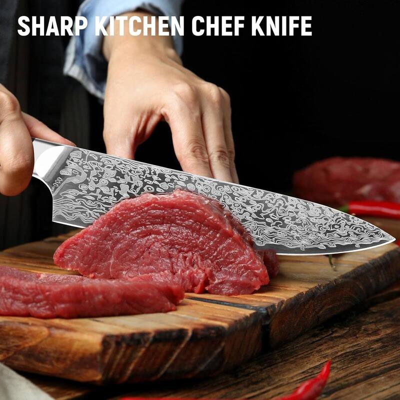 8" Japanese Chef Knife,Vanadium Steel Sharp,Mahogany Handle Gift Ready