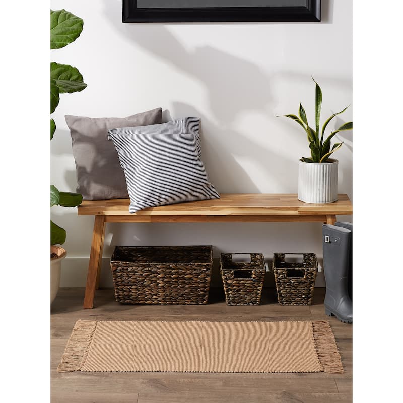 DII Gray and Off White 2-Tone Ribbed Rug 2x3 Ft - 24.0 In. L X 36.0 In. W X 0.2 In. H