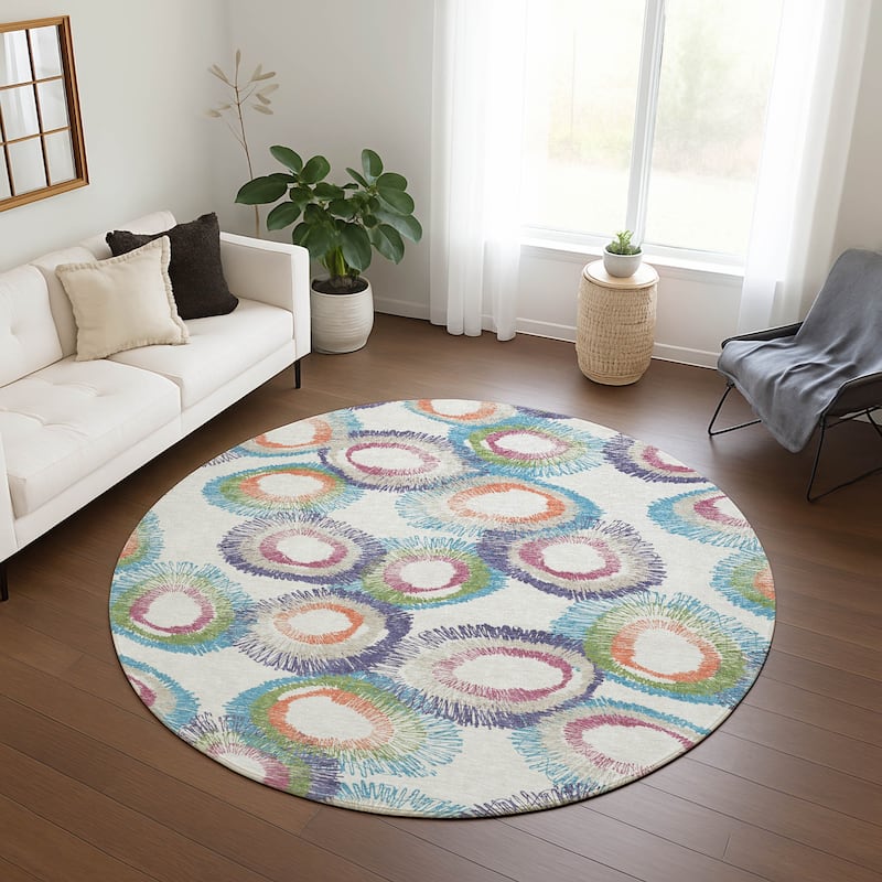 Machine Washable Indoor/ Outdoor Modern Spikey Chantille Rug
