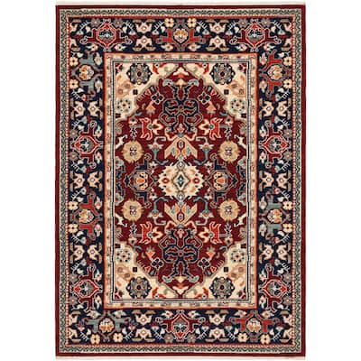 Style Haven Leander Intricate Medallion Fringed Wool Blend Area Rug