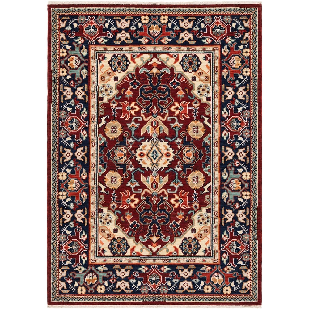 Style Haven Leander Intricate Medallion Fringed Wool Blend Area Rug
