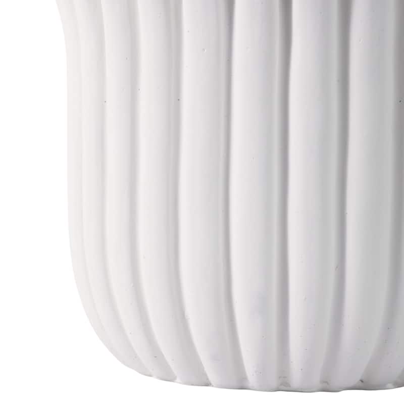 Pottery Cement Planters Textured Ribbed Sculptural Design (Set of 2) - 7.5" x 7.5" x 6"