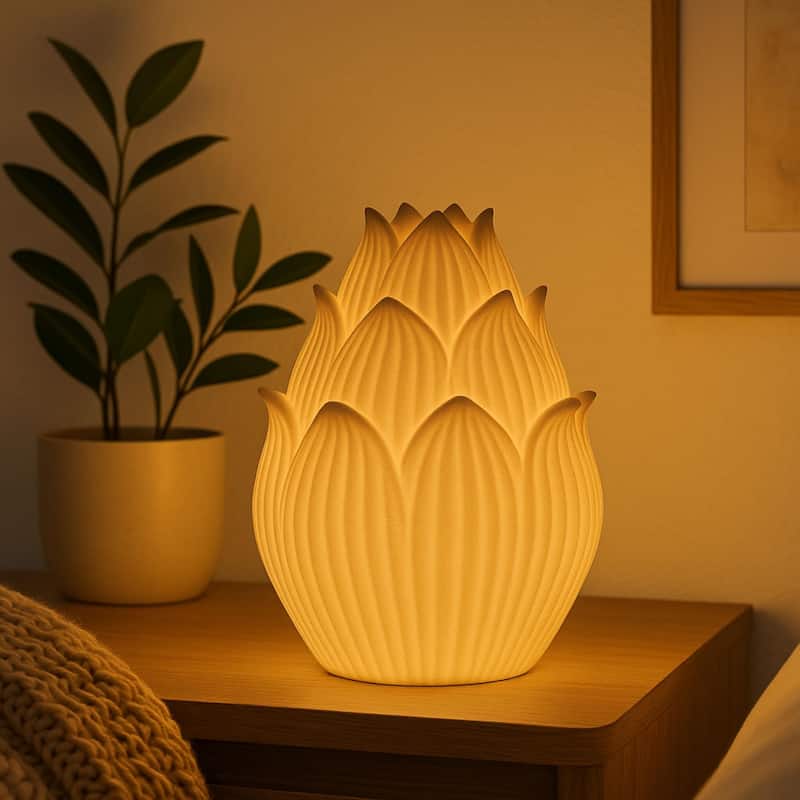 Aria Home Lotus Petal Table Lamp Sculpted Sandstone LED RGB Compatible