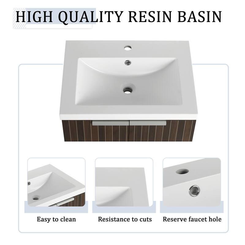 BNK 24"/30"/36" Single Sink Bathroom Vanity with Soft Close Door, Modern Floating Vanity