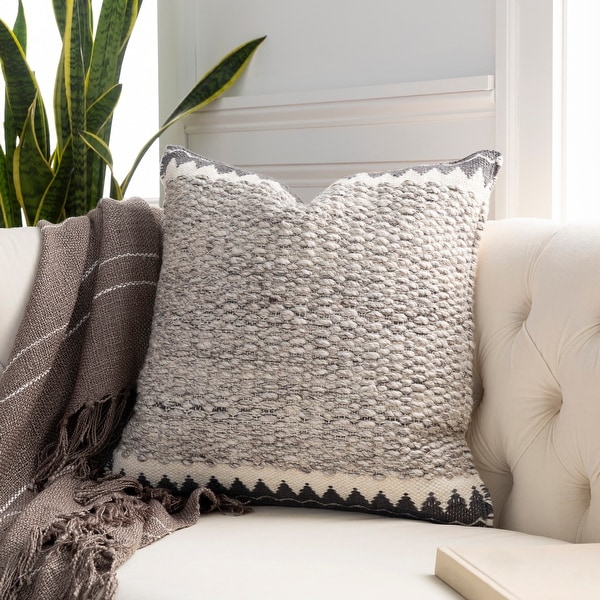 Livabliss Taber Heathered Wool 22 inch Throw Pillow with Down or Poly Fill