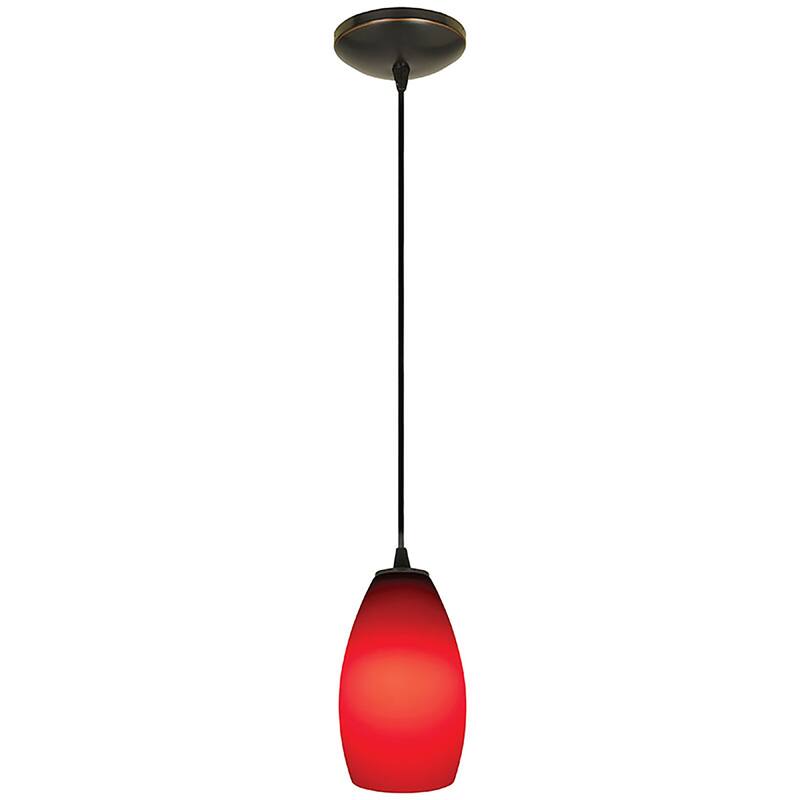 Access Lighting Champagne 1 Light LED Pendant - 5" Wide with Red Glass