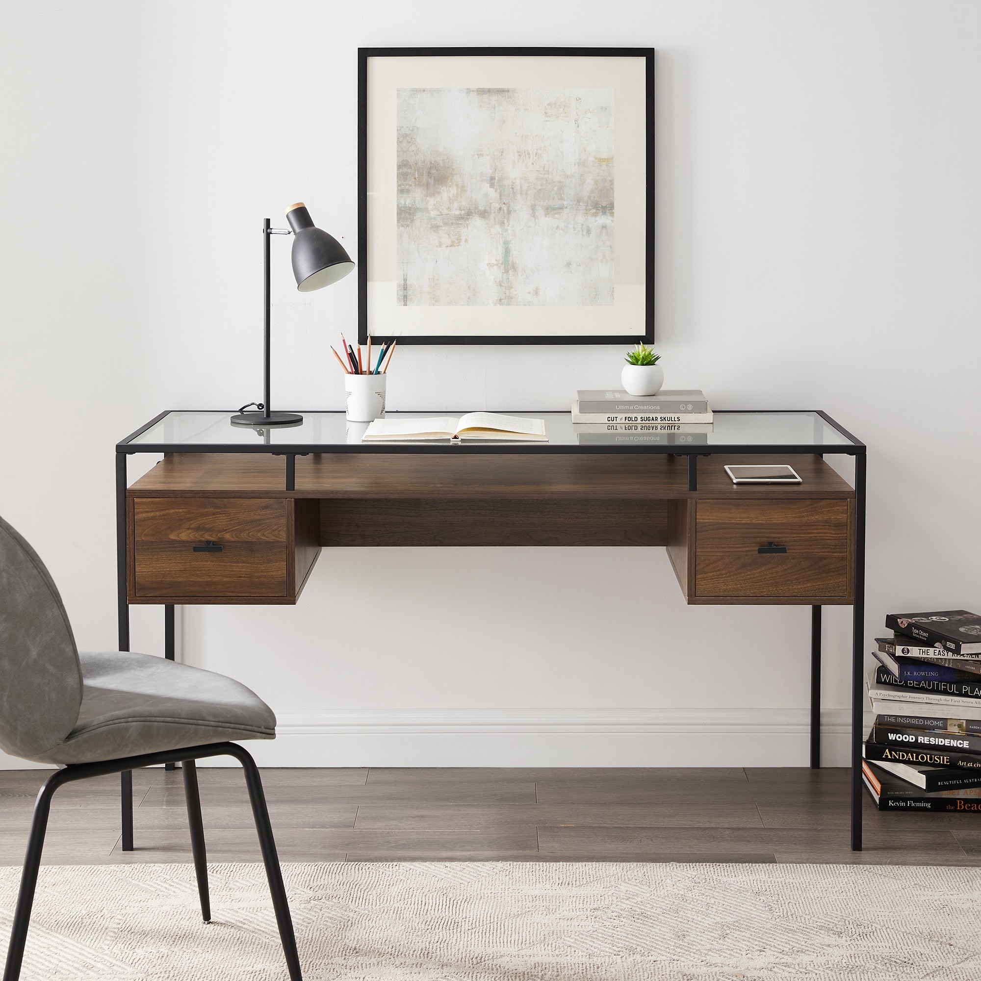 Glass top desks for sale discount