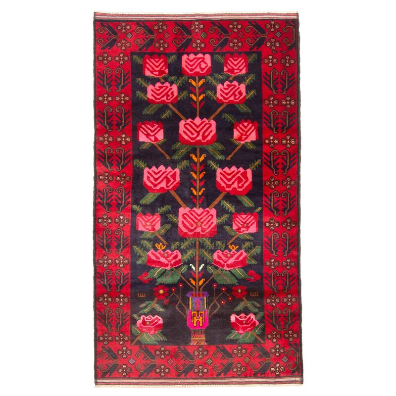 ECARPETGALLERY Hand-knotted Teimani Dark Navy Wool Rug - 3'6 x 6'6