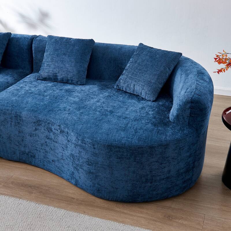 111.02" Curved Chenille Sectional Sofa, No Assembly Required