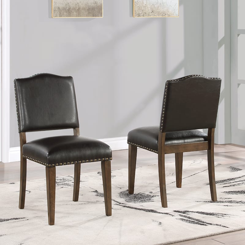 Faux Leather Dining Chair with Nail Heads - Set of 2