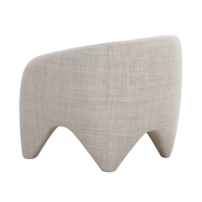 30 Inch Accent Chair, Polyester Blend Upholstery, Curved Design, Beige