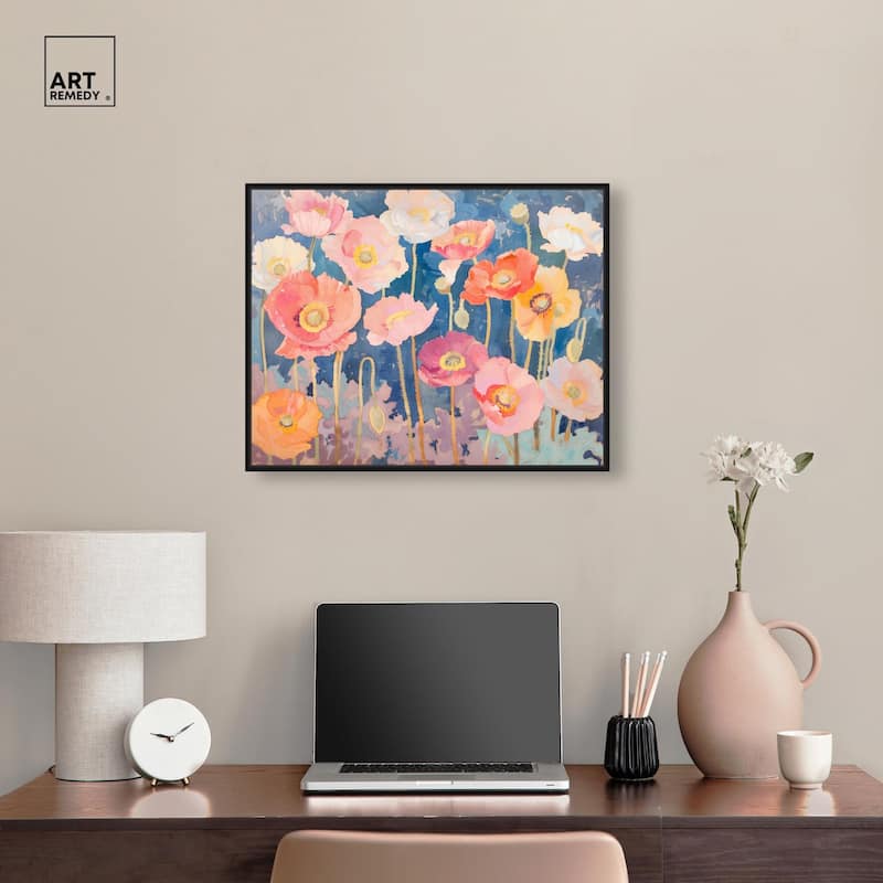 Pastel Poppies Canvas by Art Remedy