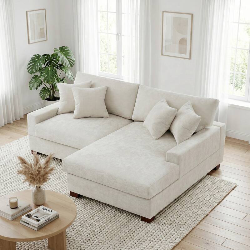 Modern Oversized Chenille Modular Sectional Sofa With Chaise