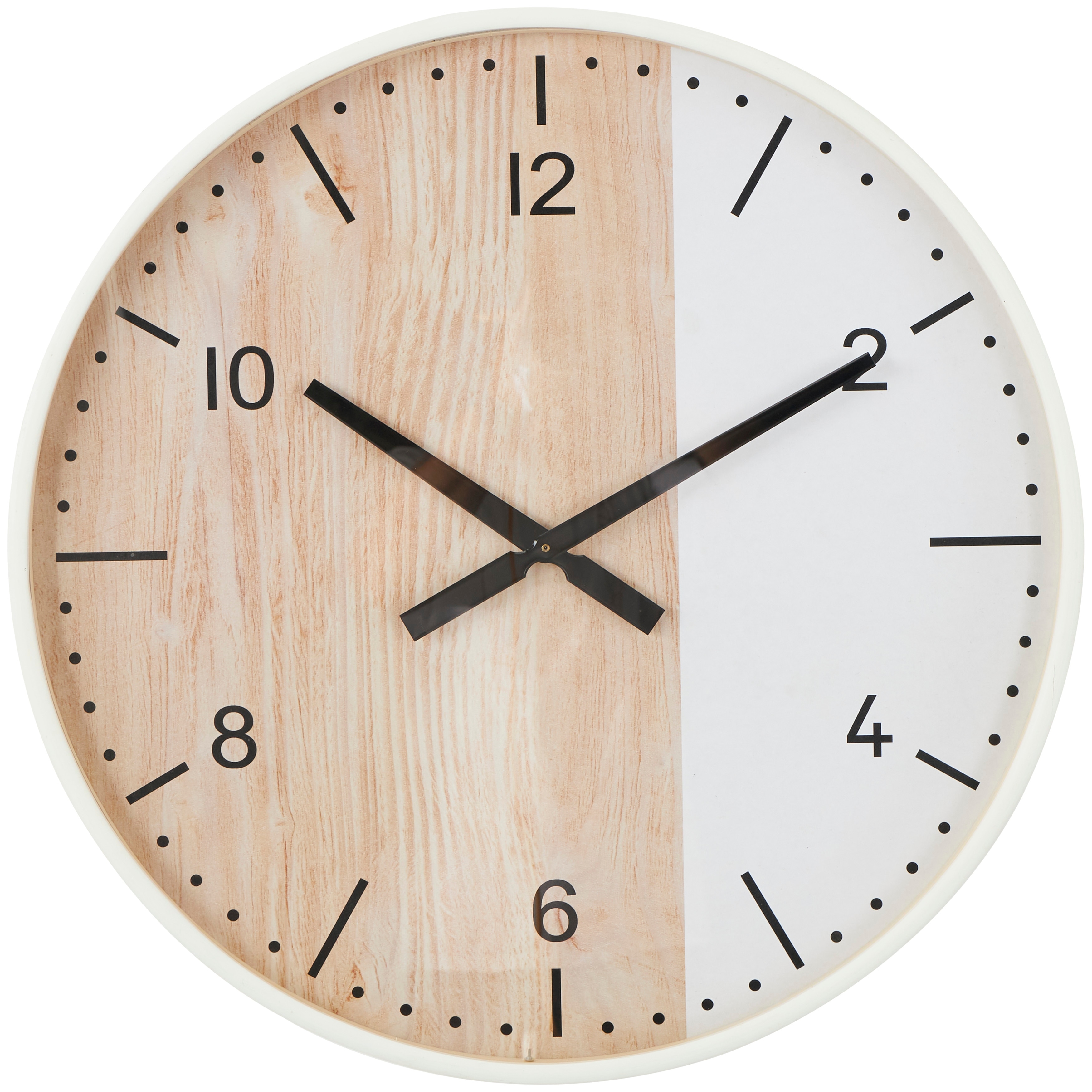 Wooden Two-Toned Wall Clock with White Accents - Brown - Roche River Decor - 2"W x 24"L x 24"H