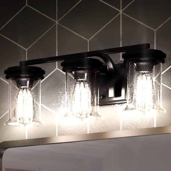 slide 2 of 5, Luxury French Country Bath Vanity Light, 7.25"H x 23.75"W, with English Country Style, Midnight Black, by Urban Ambiance
