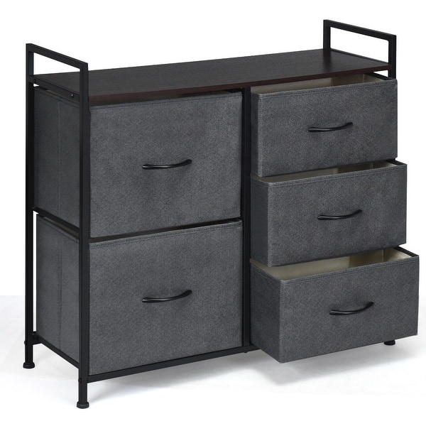 Shop Costway 5 Drawers Dresser Storage Unit Side Table