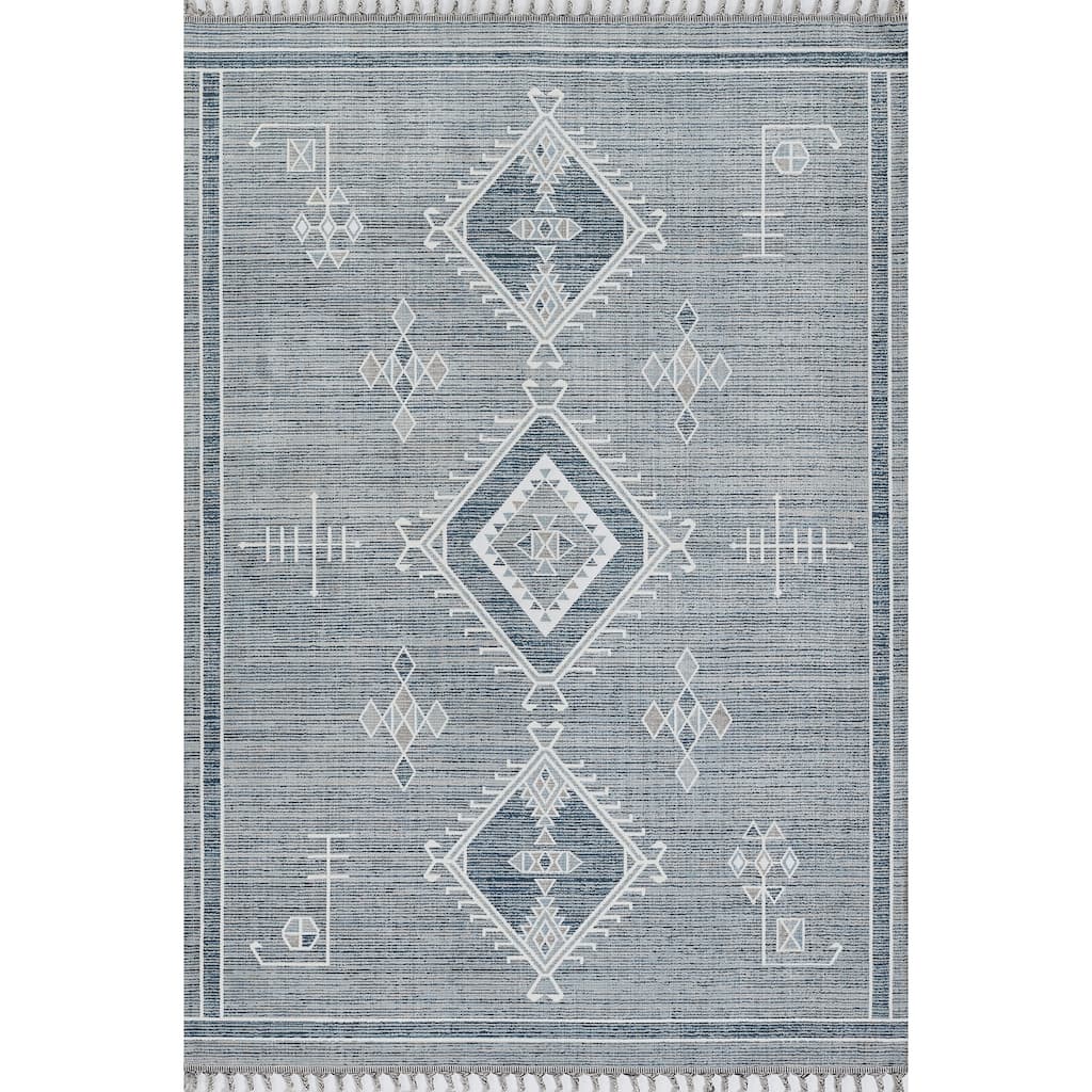 Momeni Rabat Geometric Polyester Blue Area Rug