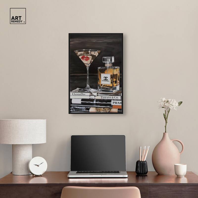 Martini Books Canvas by Art Remedy