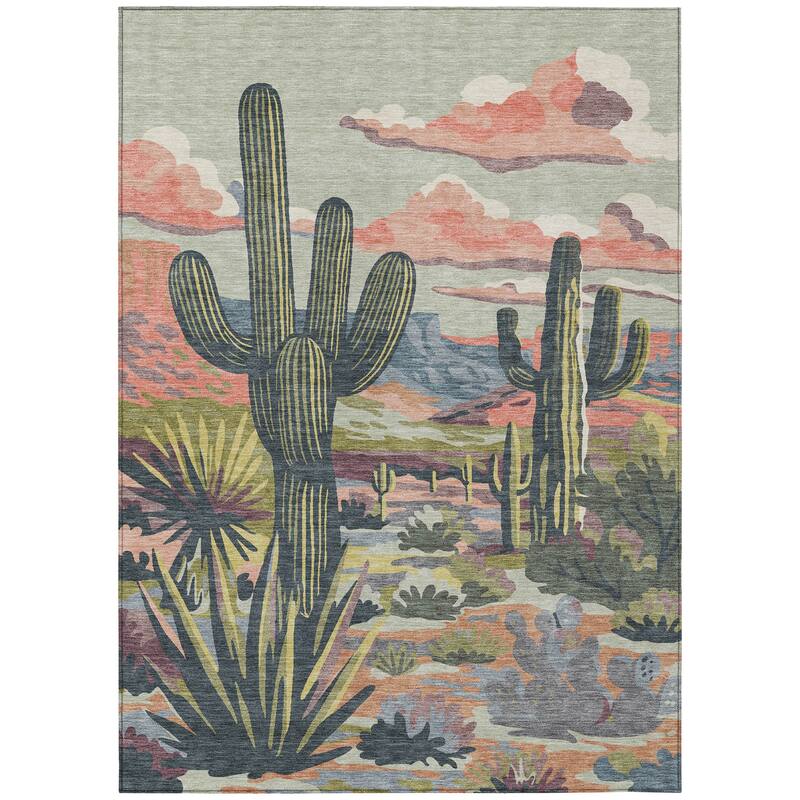 Machine Washable Indoor/ Outdoor Southwestern Mesa Chantille Rug