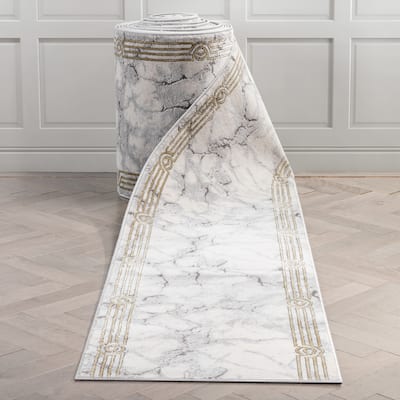 Custom Size Runner Fairmont Huntington Glam Marble Border Stair Rug