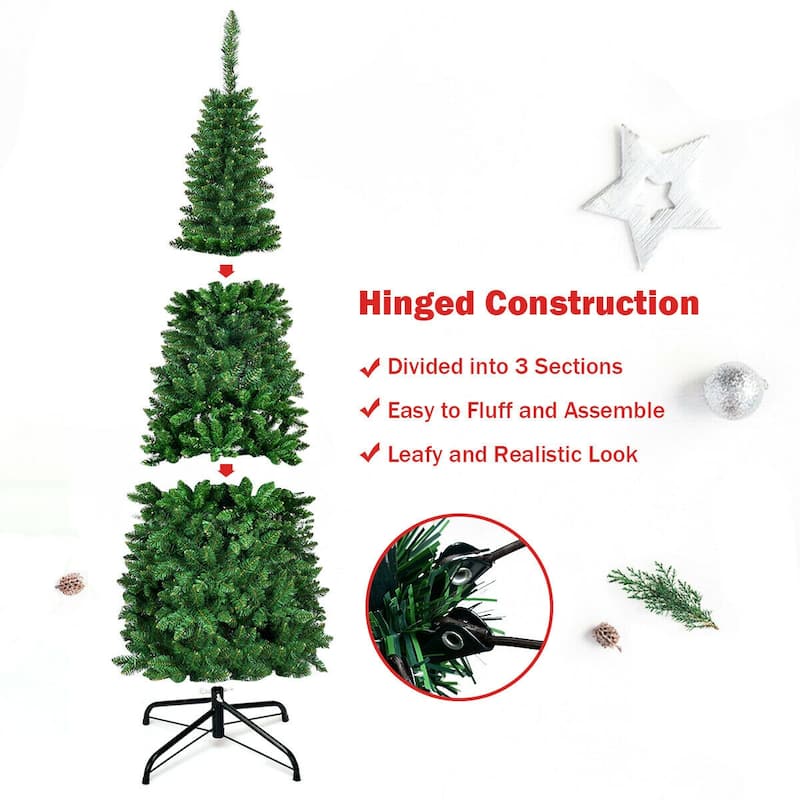 Slim Prelit Christmas Tree with LED Lights Ideal for Narrow Spaces