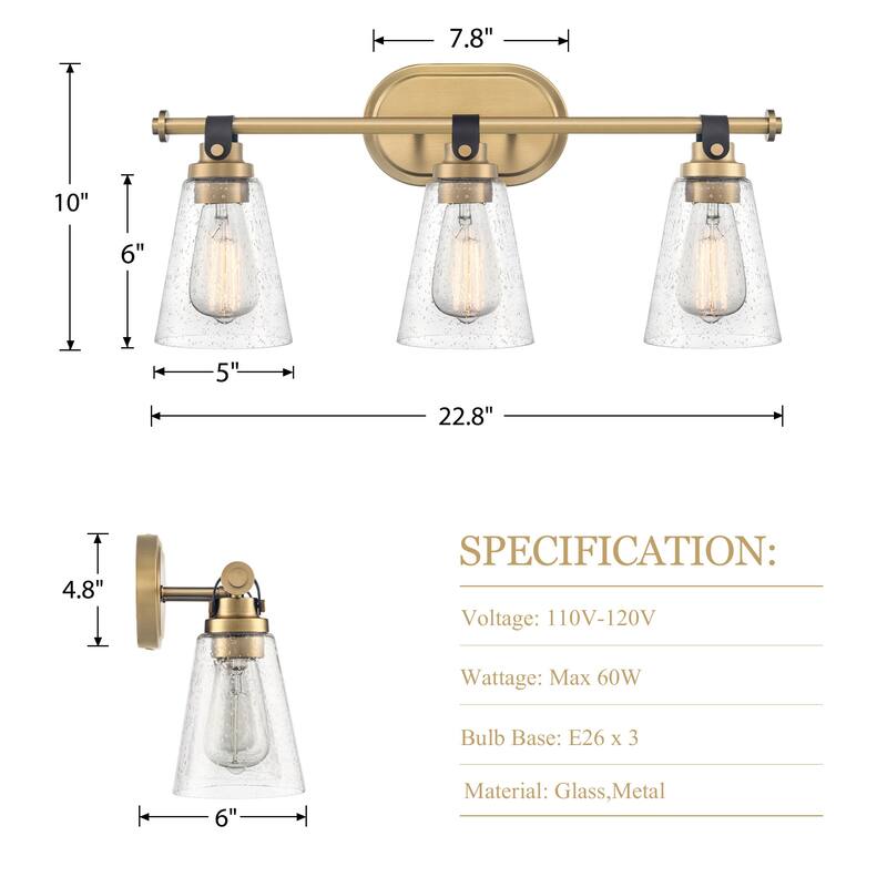 Modern Vanity Light Wall Mount Sconces with Glass Shade