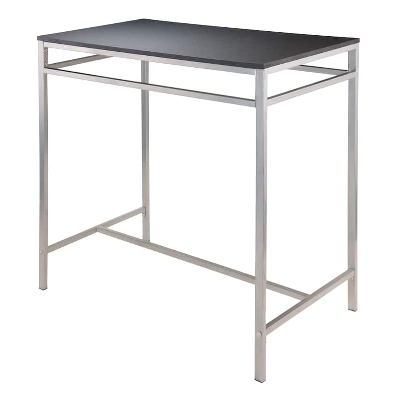 High Dining Table with 2 Stools, Black and Slate Gray