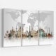 preview thumbnail 6 of 11, Famous Monuments Across World - Art Canvas Print - Grey