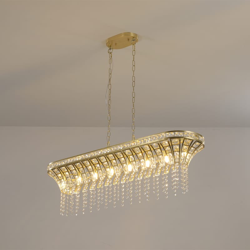 Modern Champagne Oval Crystal Ceiling Chandelier