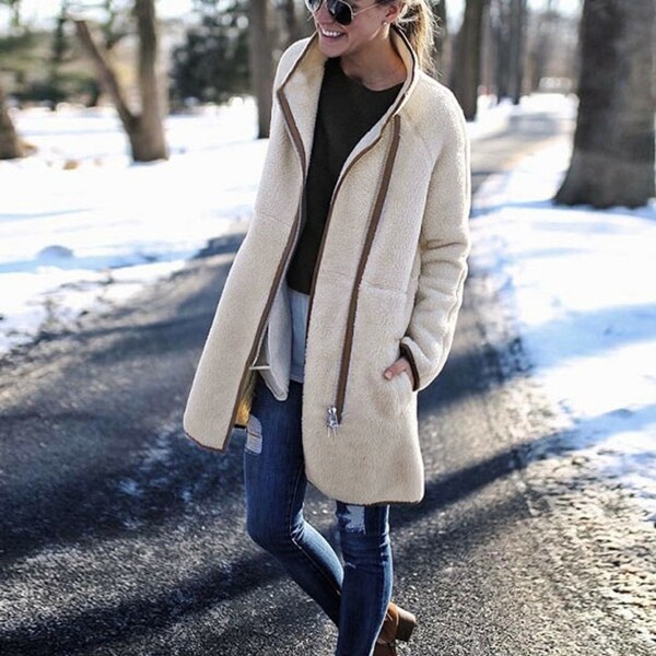 Fuzzy Fleece Long Coat