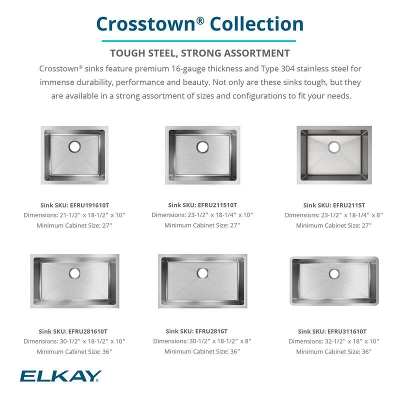 Elkay Crosstown 31-1/2" Undermount Single Basin Stainless Steel