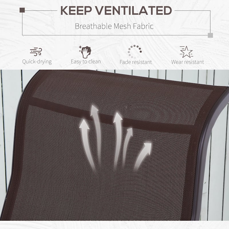 Outsunny Single Glider Brown Mesh Rocking Chair