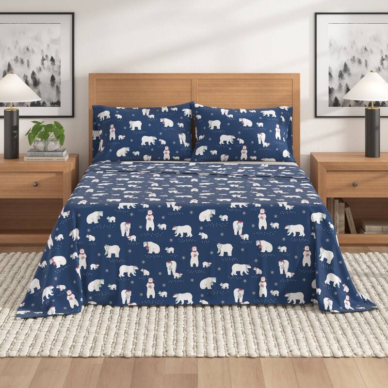 Linery & Co. Christmas Turkish Cotton Double-Brushed Flannel Bed Sheet Set