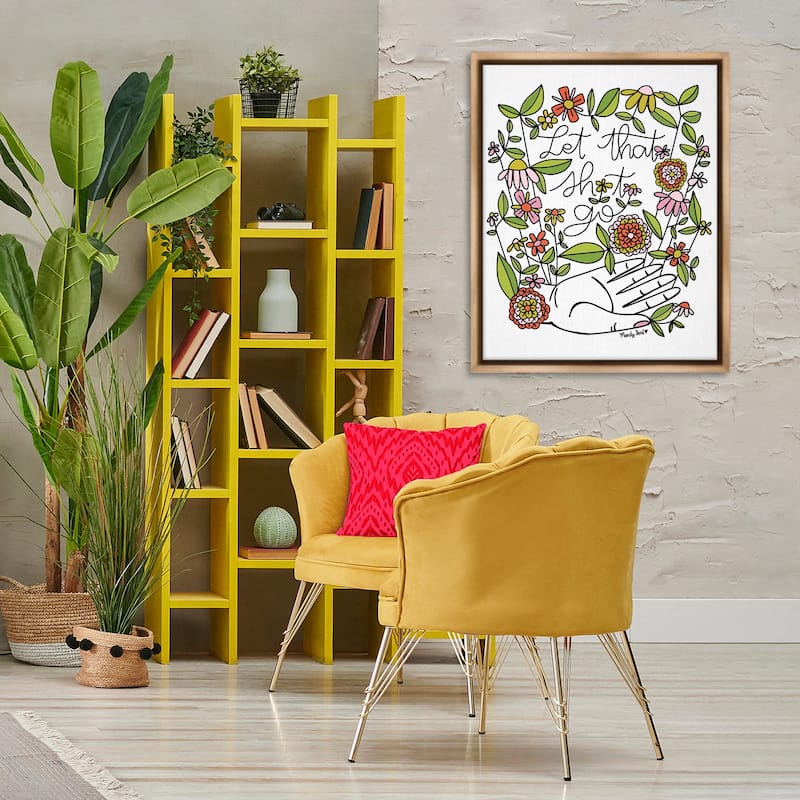 Stupell Let It Go Floral Phrase Framed Floater Canvas Wall Art Design By Mandy Ford Art + Illustration