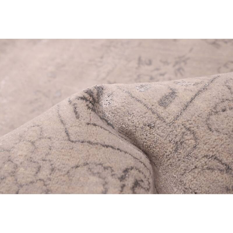 ECARPETGALLERY Hand Loomed Elysian Light Grey Viscose, Wool Rug - 6'8 x 10'0