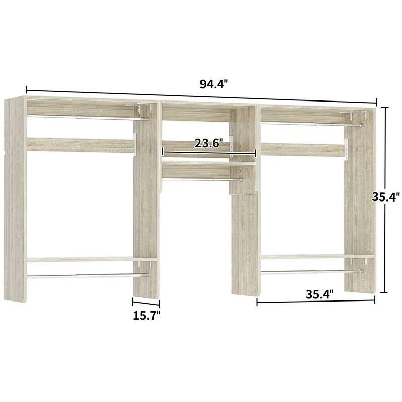 Cimly 94.4'' Set of 3 Wide Floating Closet System, Heavy-duty Closet Organizer with 5 Hanging Rods