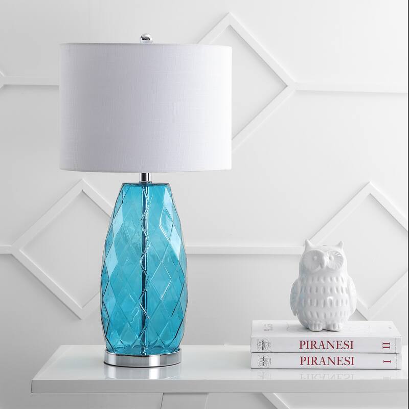 Night 26.5" Glass/Metal LED Table Lamp, Smoked Gray by JONATHAN Y